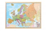 Korková tabule dřevěný rám, mapa Evropy - 900x600mm