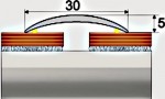 Přechodový profil 30 mm s nivelací 5 mm, samolepící - 270 cm - srříbro