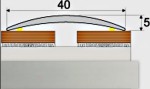 Přechodový profil 40 mm s nivelací 10 mm, samolepící - 100 cm - Inox